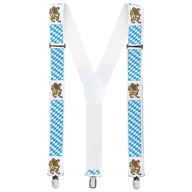 Oktoberfest Bretels Blauw Wit Met Bier van Widmann koop je bij Partywinkel