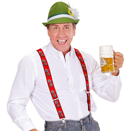 Oktoberfest Bretels Rood Met Edelweiss van Widmann koop je bij Partywinkel