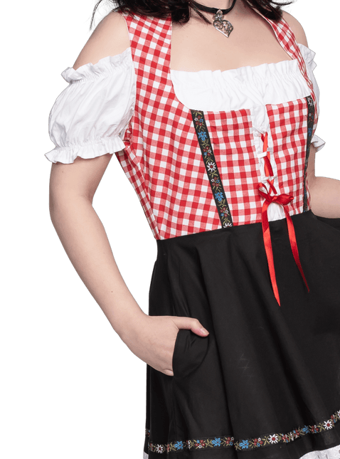 Oktoberfest Dirndl Jurk Oktoberfest Rood Wit Zwart Dames van Haus Huberts koop je bij Partywinkel