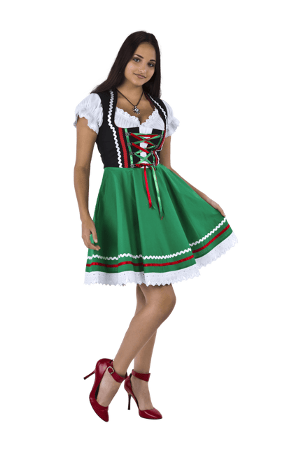 Oktoberfest Dirndl Jurk Oktoberfest Zwart Groen Dames 2 Delig van Haus Huberts koop je bij Partywinkel