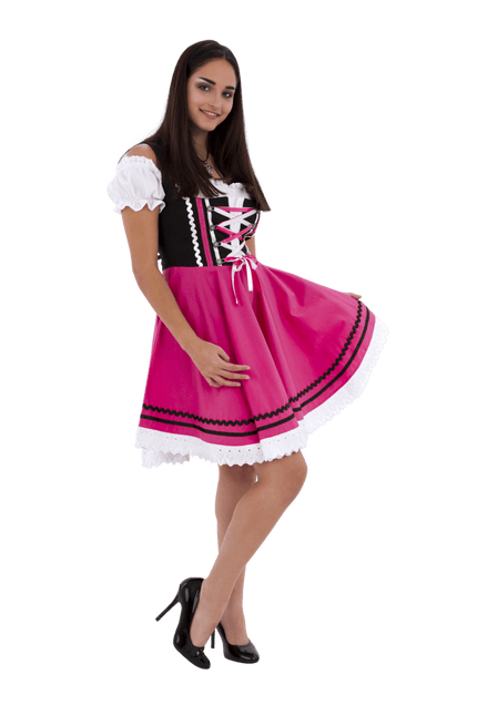 Oktoberfest Dirndl Jurk Oktoberfest Zwart Roze Dames 2 Delig van Haus Huberts koop je bij Partywinkel