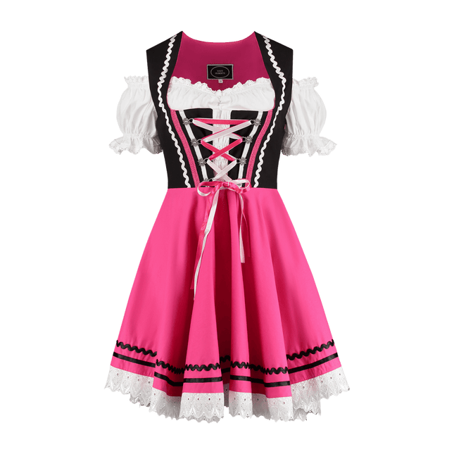 Oktoberfest Dirndl Jurk Oktoberfest Zwart Roze Dames 2 Delig van Haus Huberts koop je bij Partywinkel