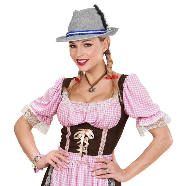Oktoberfest Hoed Tiroler Grijs Met Edelweiss van Widmann koop je bij Partywinkel