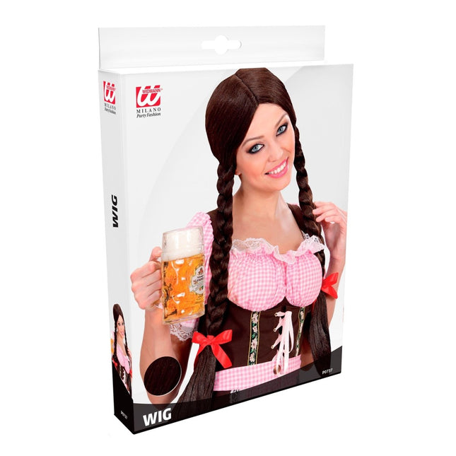 Oktoberfest Pruik Bruin Vlechten van Widmann koop je bij Partywinkel