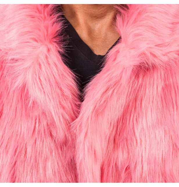 Vanha vaaleanpunainen tekoturkistakki - Unisex