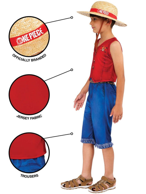 One Piece Monkey D. Luffy Kostuum Jongens van Rubies koop je bij Partywinkel