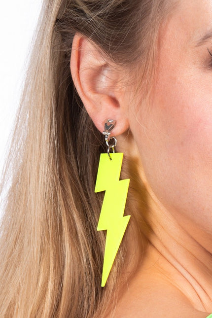 Neon Gele Oorbellen Bliksem van Wilbers & Wilbers koop je bij Partywinkel