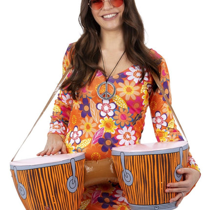 Opblaasbare Hippie Bongo Drums met Schouderband van Smiffys koop je bij Partywinkel