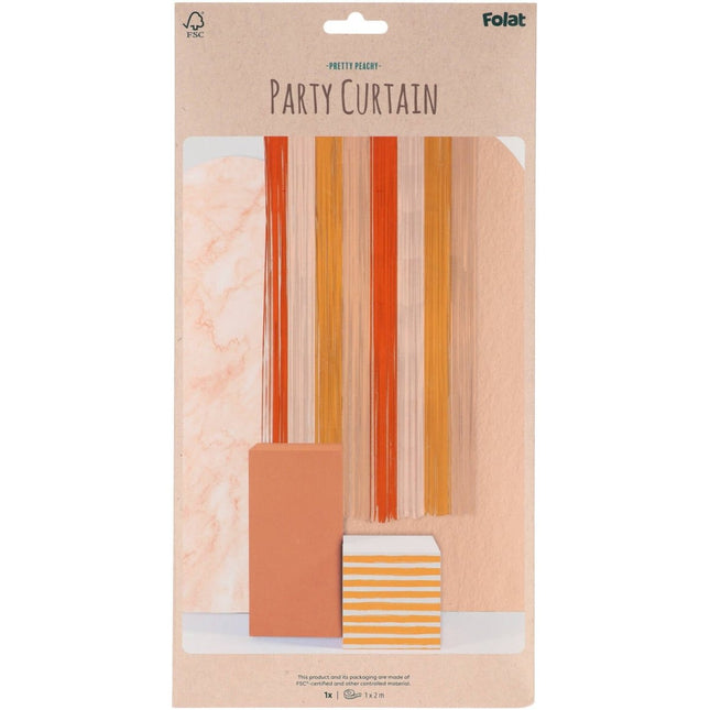 Oranje Deurgordijn Gestreept 2m van Folat koop je bij Partywinkel