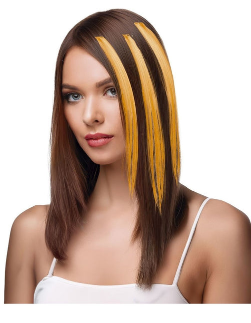 Oranje Hair Extension 50cm 3st van Fiestas Guirca koop je bij Partywinkel