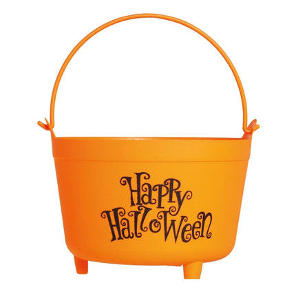 Oranje Halloween Snoep Emmer Happy Halloween 30cm van Fiestas Guirca koop je bij Partywinkel