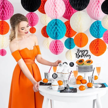Oranje Honeycomb 20cm van Partydeco koop je bij Partywinkel