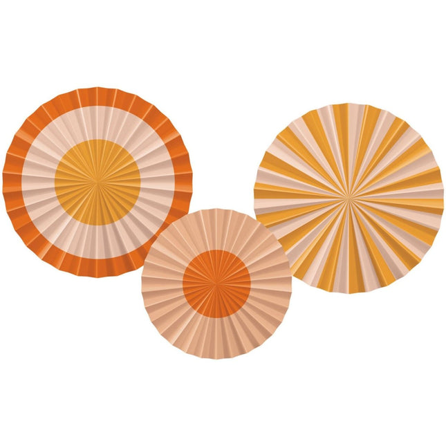 Oranje Papieren Waaiers 35cm 3st van Folat koop je bij Partywinkel