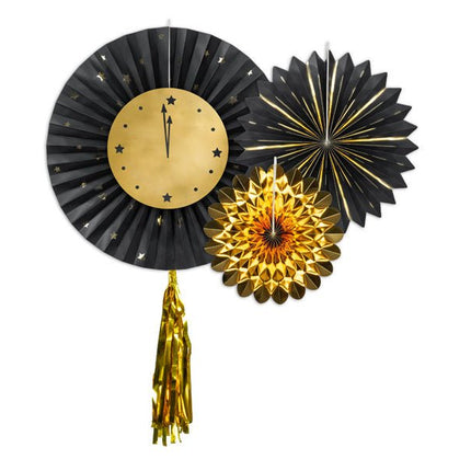 Oud En Nieuw Hangdecoratie Klok 3st van Partydeco koop je bij Partywinkel