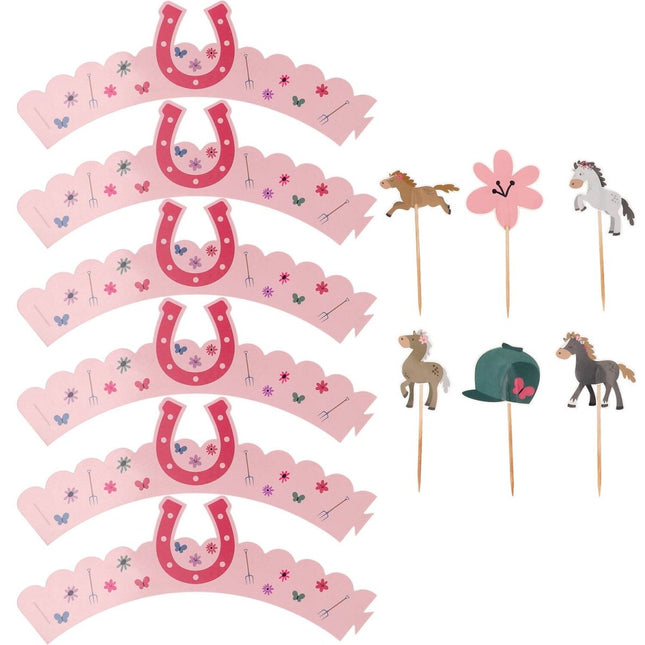Paard Cupcake Toppers 12 delig van Folat koop je bij Partywinkel