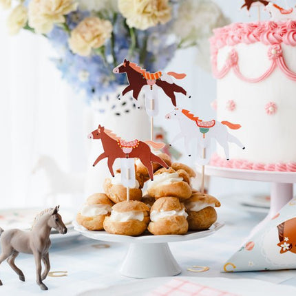 Paard Cupcake Toppers 13cm 6st van Partydeco koop je bij Partywinkel