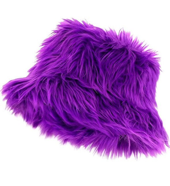 Paars Bucket Hat Pluche van Widmann koop je bij Partywinkel