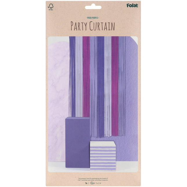 Paars Deurgordijn Gestreept 2m van Folat koop je bij Partywinkel