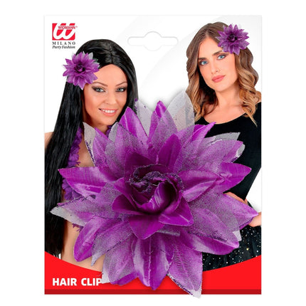 Paars Haarbloem Glitter van Widmann koop je bij Partywinkel