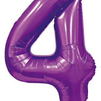 Paarse Cijfer Ballon 4 Jaar Glans 86cm van WeFiesta koop je bij Partywinkel