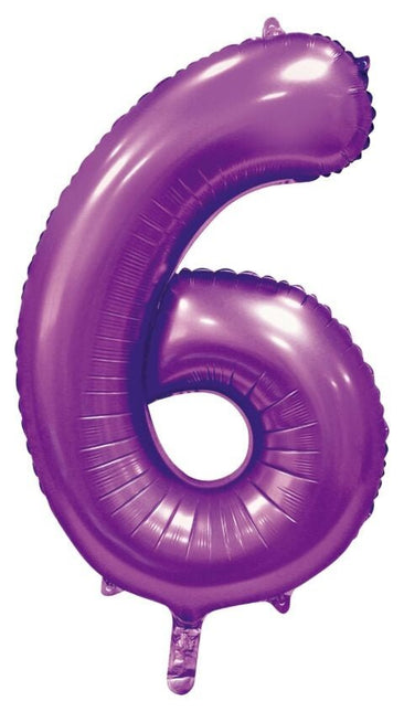 Paarse Cijfer Ballon 6 Jaar Glans 86cm van WeFiesta koop je bij Partywinkel
