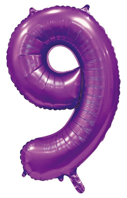 Paarse Cijfer Ballon 9 Jaar Glans 86cm van WeFiesta koop je bij Partywinkel
