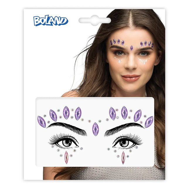 Paarse Gezicht Stickers Penelope van Boland koop je bij Partywinkel