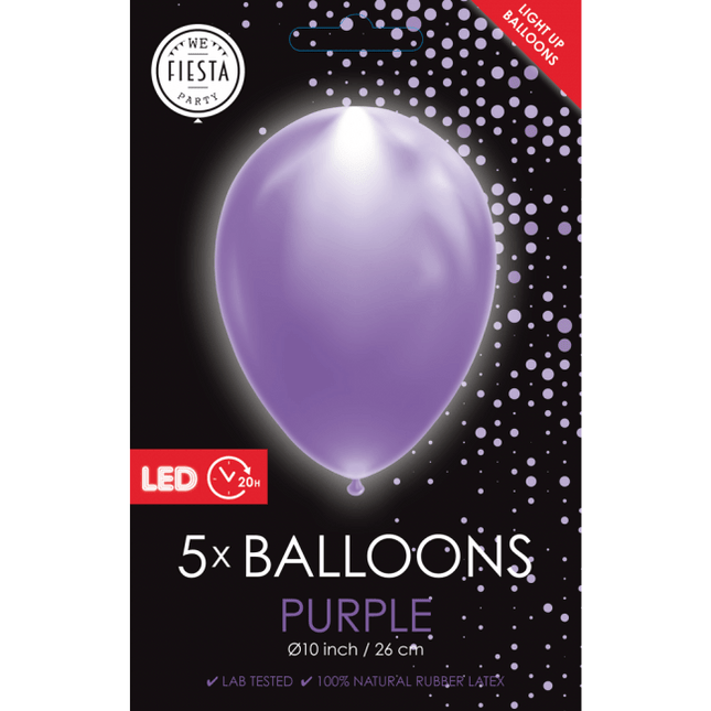 Paarse Led Ballonnen 26cm 5st van WeFiesta koop je bij Partywinkel