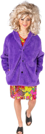 Paarse Pluche Jas Dames van Orlob koop je bij Partywinkel