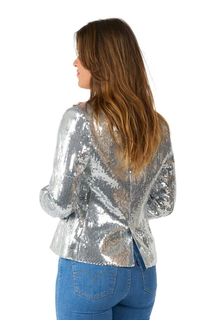 Paillet Zilver Blazer Dames Suitmeister van Suitmeister koop je bij Partywinkel