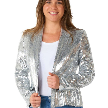 Paillet Zilver Blazer Dames Suitmeister van Suitmeister koop je bij Partywinkel