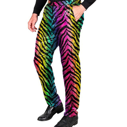 PAILLETTEN BROEK REGENBOOG TIJGER Volwassen van Widmann koop je bij Partywinkel