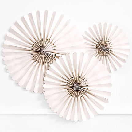 Papieren Waaiers Beige Set 23 - 40cm 3 delig van Partydeco koop je bij Partywinkel