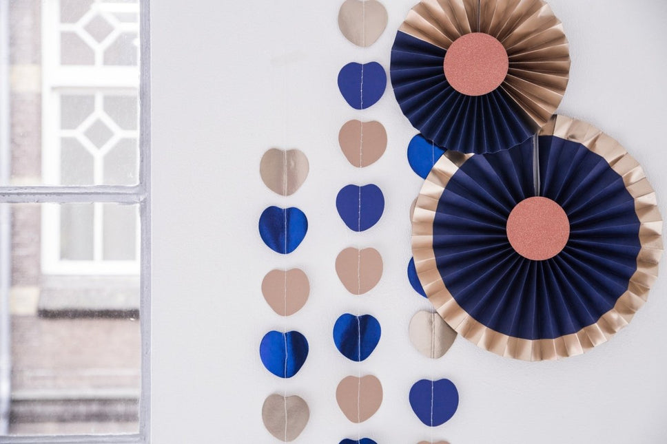 Papieren Waaiers Blauw 35cm 3st van Folat koop je bij Partywinkel