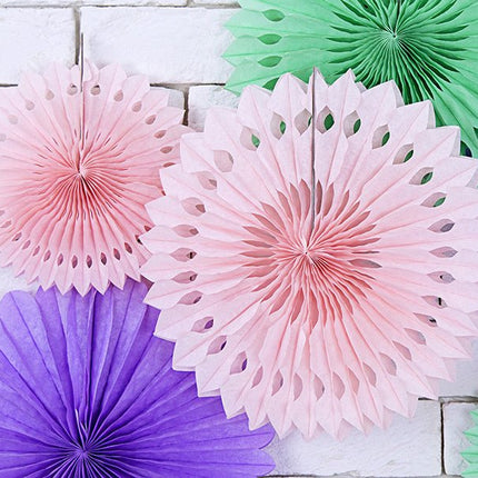 Papieren Waaiers Lichtroze Pastel Set 20 - 30cm 3 delig van Partydeco koop je bij Partywinkel