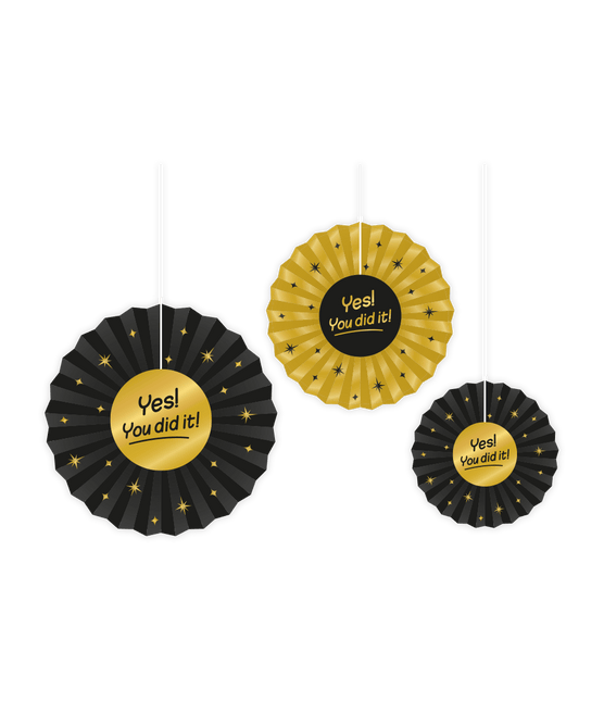 Papieren Waaiers You Did It Set 20 - 40cm 3 - delig van Paper Dreams koop je bij Partywinkel