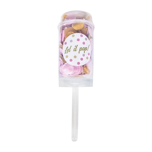 Party Popper Push Pop Paper Round white - pink - beige van Riethmueller koop je bij Partywinkel