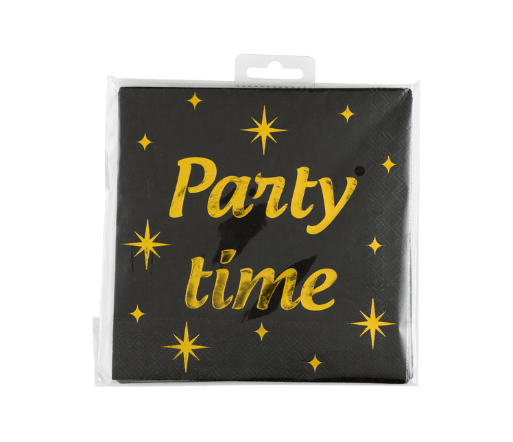 Party Servetten Zwart Goud 19cm 16st van Paper Dreams koop je bij Partywinkel