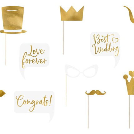 Photobooth Bruiloft Goud 10st van Partydeco koop je bij Partywinkel