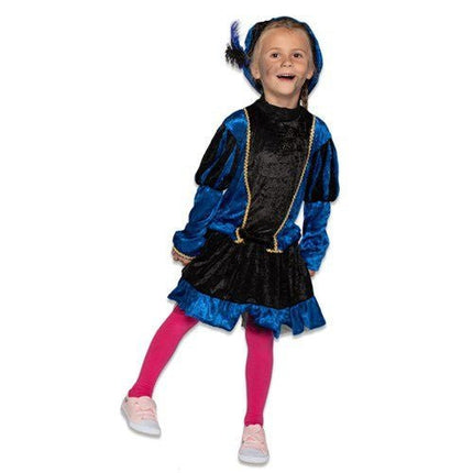 Pietenpak Kind Jurk Met Petticoat Blauw van Haza Witbaard koop je bij Partywinkel