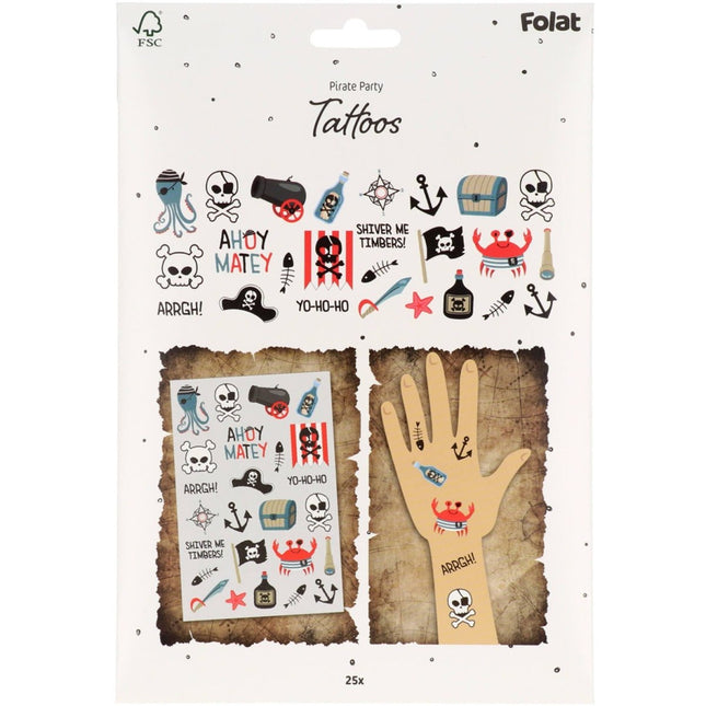 Piraat Nep Tattoos 25 delig van Folat koop je bij Partywinkel