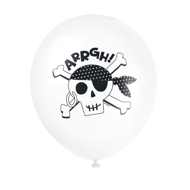 Piraten Ballonnen Arrgh 30cm 8st van Unique koop je bij Partywinkel