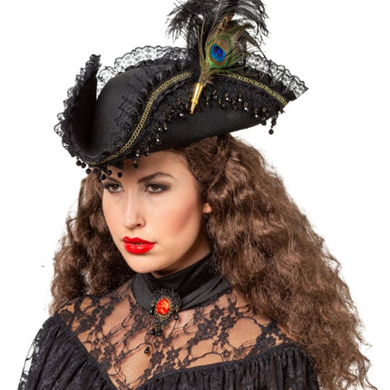 Piraten Hoed Met Pauwenveer van Orlob koop je bij Partywinkel