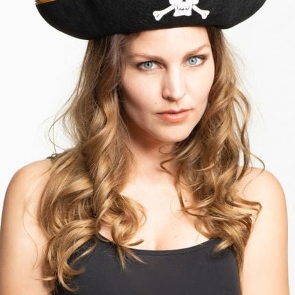 Piratenhoed Goud Zwart van Partychimp koop je bij Partywinkel