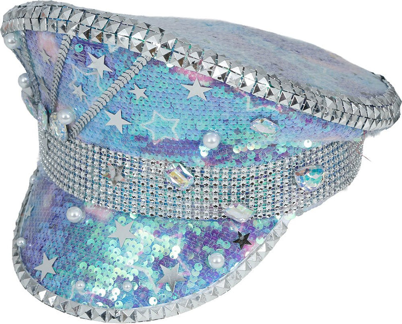 Police blue hat with pearls, adult van Fiestas Guirca koop je bij Partywinkel