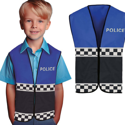 Politie Vest Zwart Blauw Kind van Fiestas Guirca koop je bij Partywinkel