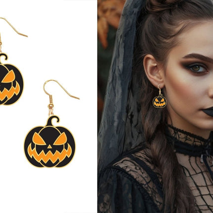 Pompoen Oorbellen Zwart Oranje van Fiestas Guirca koop je bij Partywinkel