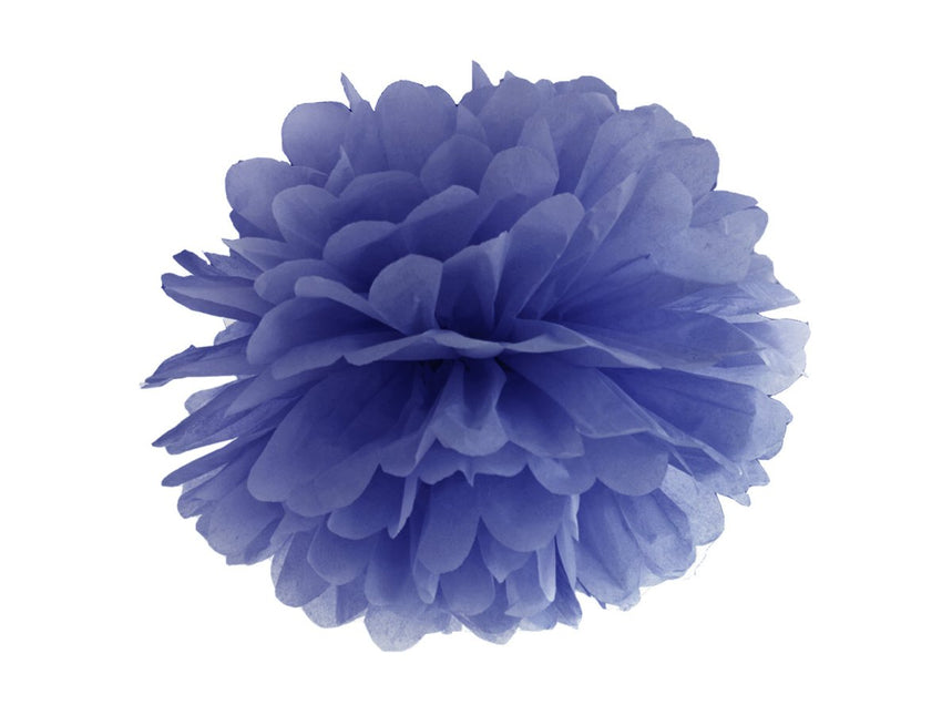 Pompon Blauw 25cm van Partydeco koop je bij Partywinkel