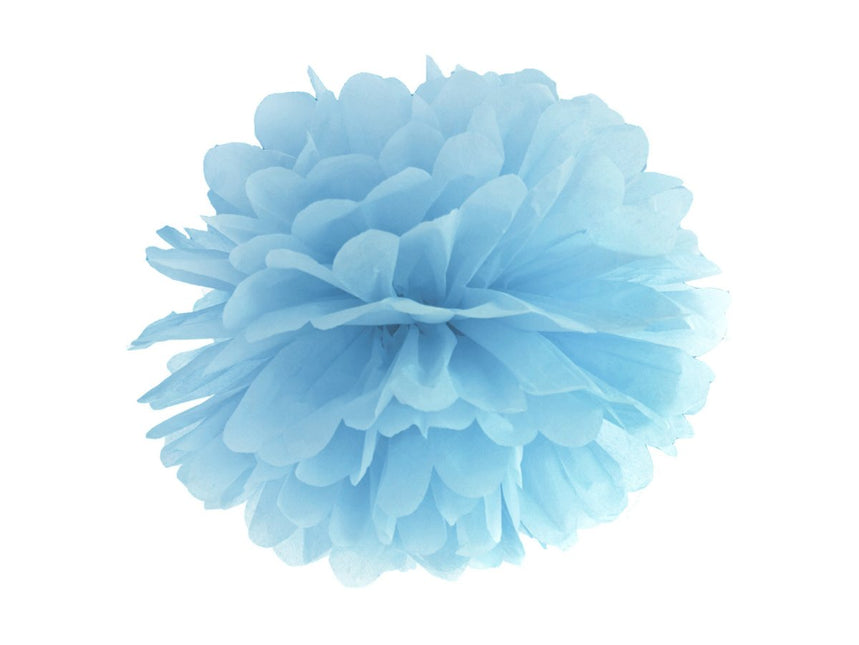 Pompon Lichtblauw 35cm van Partydeco koop je bij Partywinkel