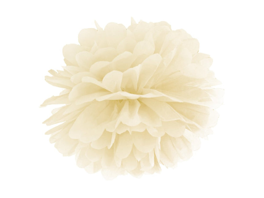 Pompon Vanille Creme 35cm van Partydeco koop je bij Partywinkel